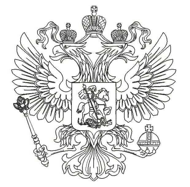 Дизайн вышивки в технике редворк: контурное изображение двуглавого орла с коронами, скипетром, державой и Георгием Победоносцем в центре