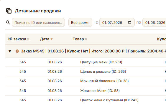 Дашборд продаж